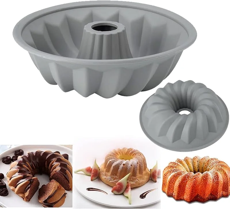 Lsydgn Molde de Silicona qpara Reposteria, Bizcocho, 20cm, Molde Antiadherente para Freidora de aire, Hornear, Tarta, Pudding, Gris — Hogar y cocina