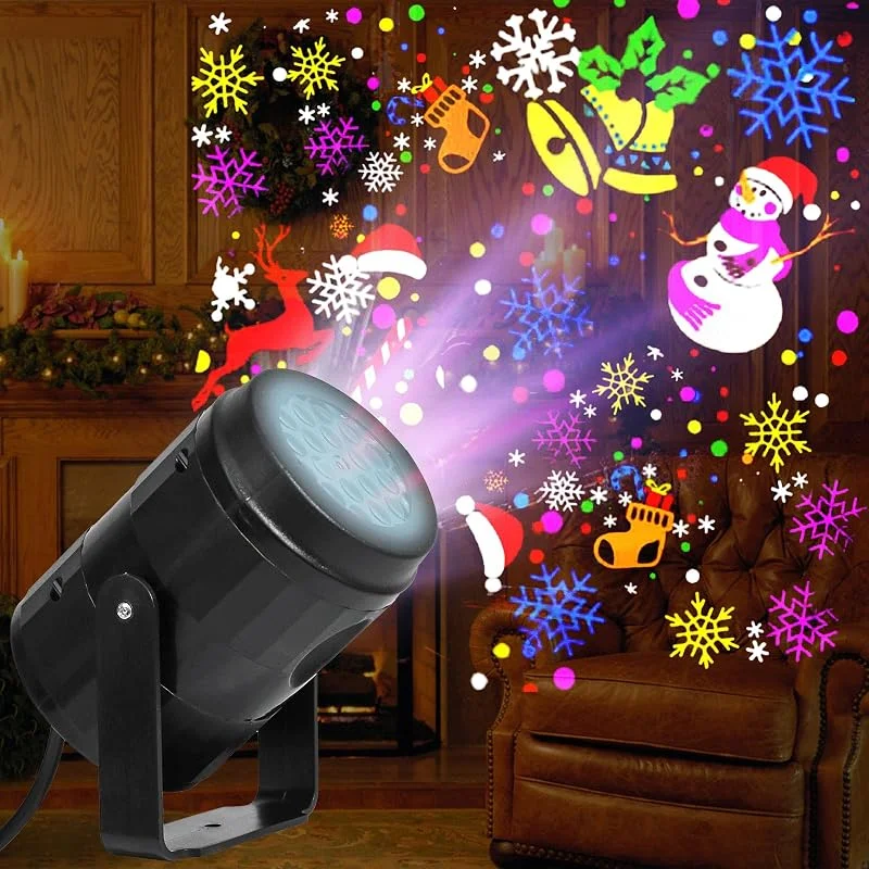 pocrsret Proyector de luces LED impermeable para decoraciones de exteriores e interiores, proyector de día festivo — Luces Navidad