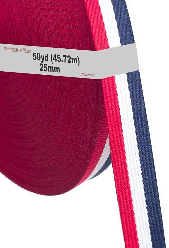 Visita la tienda de TUKA-i-AKUT 46m x 25mm Cinta Colorido Correa de Correas de Cincha de Poliéster - 1, 3mm espesor, Cinta para Decoración Bricolaje Craft Mochila Flejes Delantal Bolsas, Rojo, Blanco, Azul, TKB5074 redwhiteblue — Envoltorio regalo