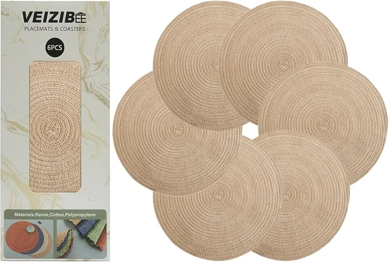 Visita la tienda de VEIZIBEE Manteles Individuales or Posavasos, Almohadilla de café Mesa de Redondos Salvamanteles Individuales Decorativos para Mesa de Comedor Cocina Interior Exterior (Beige 15 Pulgadas 38cm) — Hogar y cocina