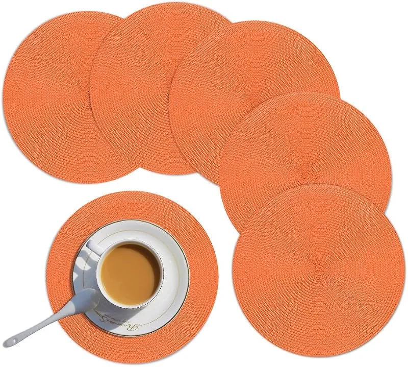 Visita la tienda de Homcomodar Homcomodar Juego de 6 Manteles Individuales Redondos de Algodón 34cm Trenzado Antideslizante Salvamanteles Lavables Resistente al Calor para la Mesa de Comedor — Hogar y cocina