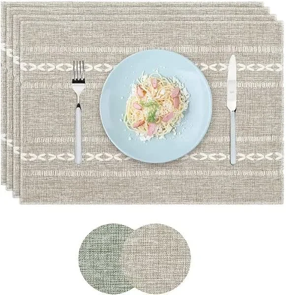 Privalace Duradero Manteles Individuales Lavables Algodón Lino, Juego de 4 Salvamanteles Individuales Resistentes al Calor para Cocina Comedor(Marrón) — Hogar y cocina