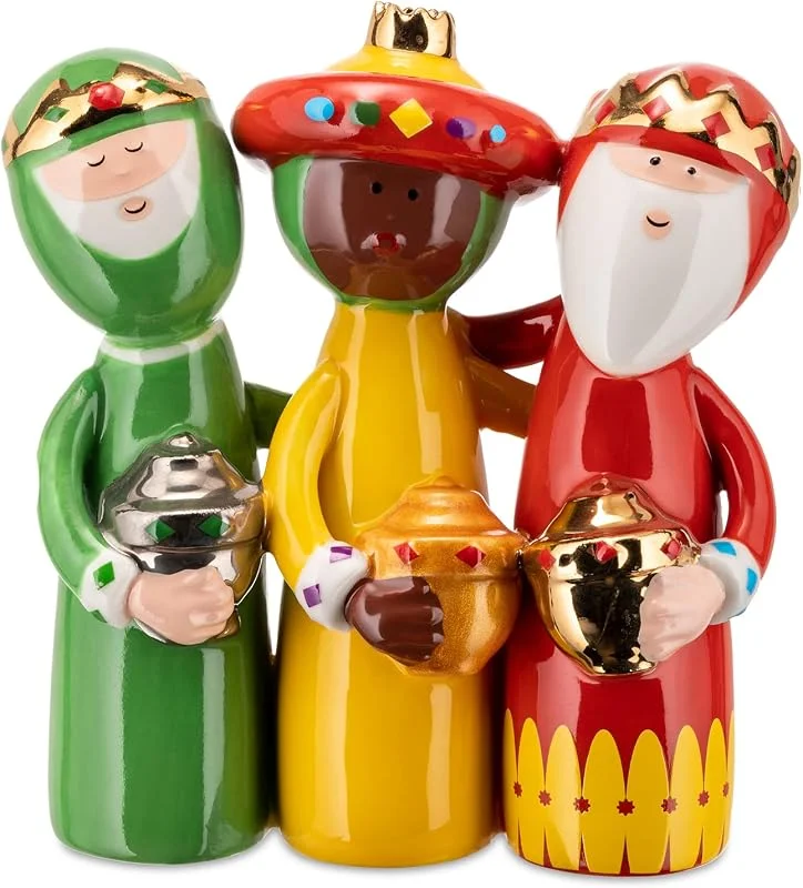 Alessi Uno, Due, Tre Re Magi AGJ01 4 - Figura para Belén, Porcelana — Decoracion Navidad
