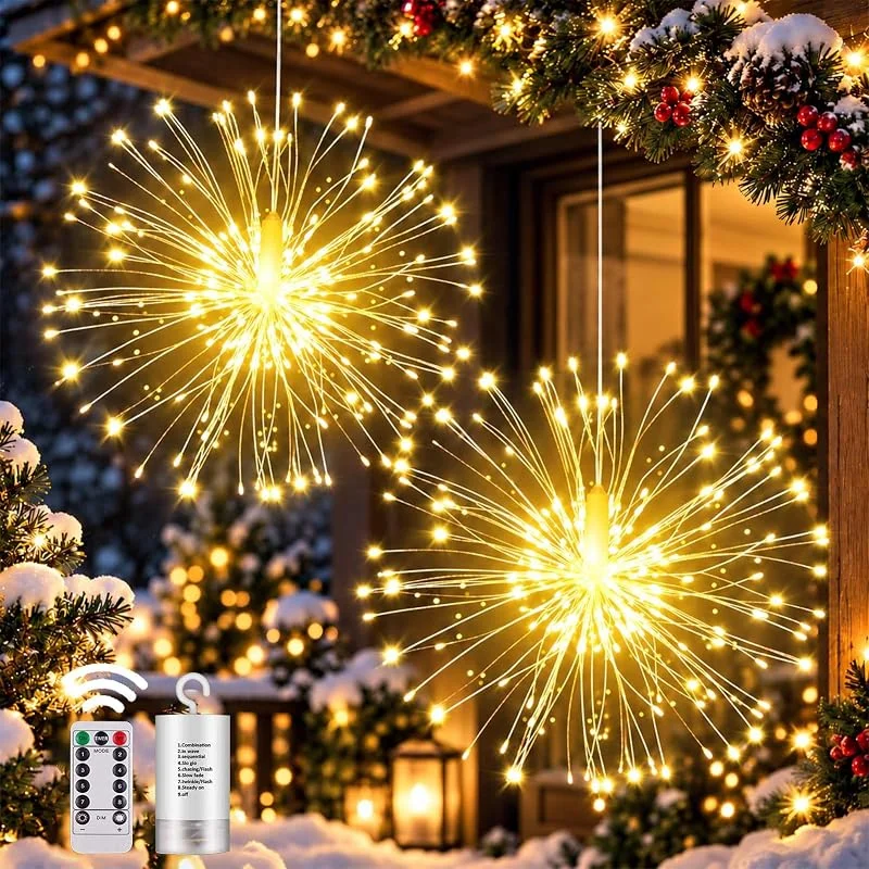 Visita la tienda de Joycome Joycome Luces Navidad Exterior 2 Piezas 180 LED Luces Fuegos Artificiales