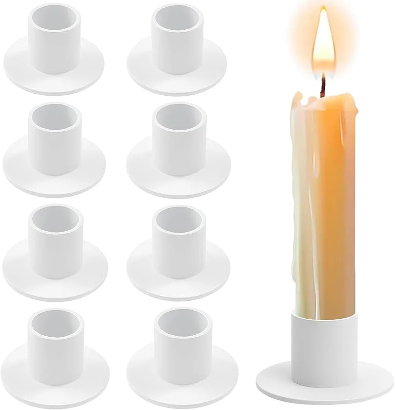 dabinzhijia 8 Piezas Candelabros de Metal, Vintage Candelabros para Velas, Candelero Redondo, para Cumpleaños, Bodas Festivales, Decoraciones de Mesa (Blanco) — Cena a la luz de velas