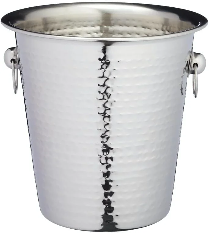 Visita la tienda de Bar Craft BarCraft Champagne Bucket, Soporte Enfriador de Vino de Acero Inoxidable con Acabado Martillado, 4 Litros de Capacidad, 21 x 20.5 x 21cm, 1 Cantidad — Vino y mesa festiva