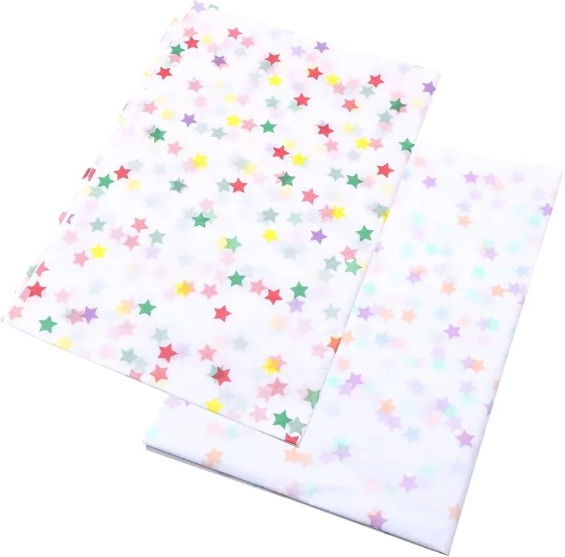 EHDWXVZM 40 piezas de papel de seda de estrellas de colores, origami impreso, seda de estrellas, regalo, flores, boda — Envoltorio regalo