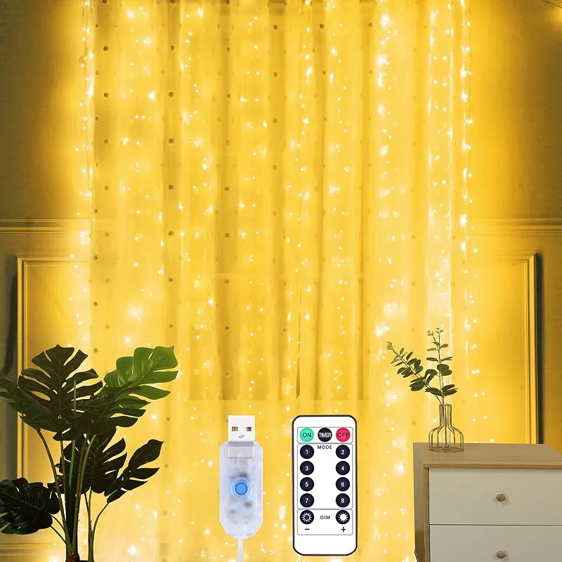 Visita la tienda de Yizhet Yizhet Cortina de Luces 3m x 2m, 200 LED Luces Cortina Navidad por USB — Luces Navidad