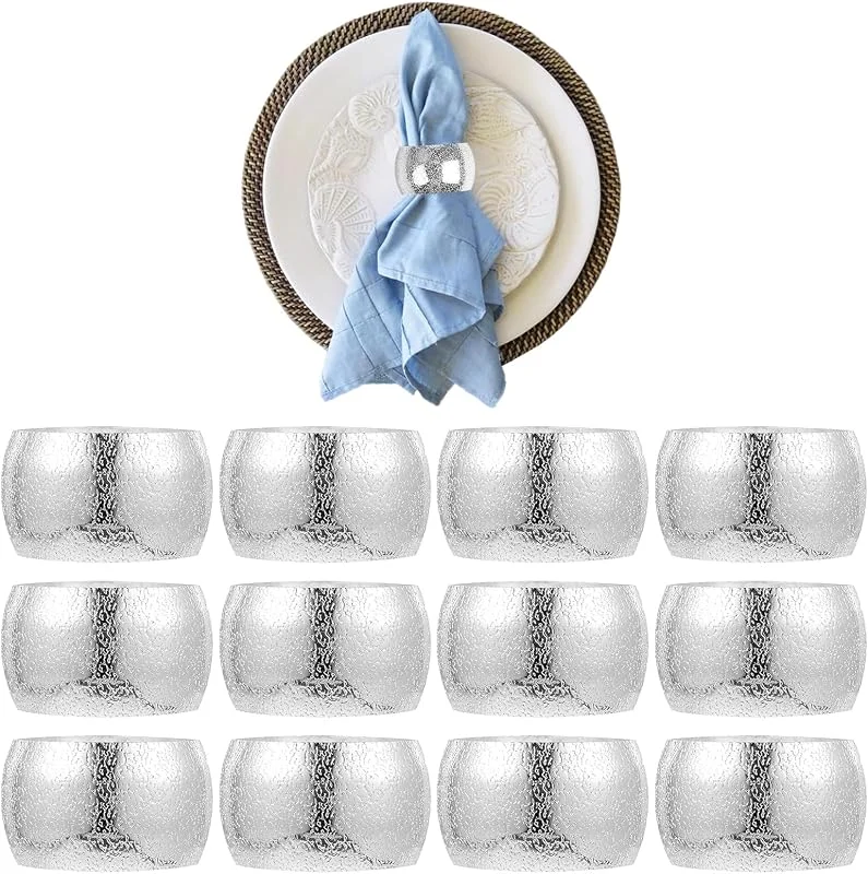 XHYASD 12 servilleteros plateados de metal vintage decoración de mesa Ø 4 — Adviento y mesa
