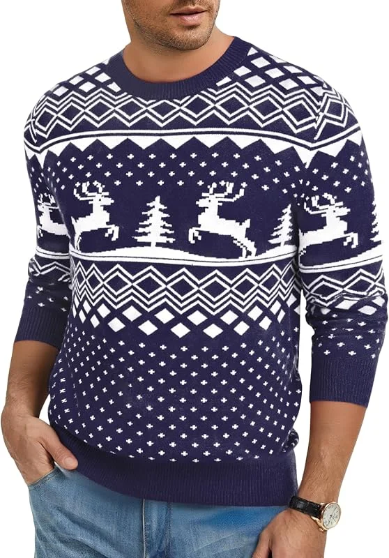 Visita la tienda de Jahetuul Jersey Navidad Hombre de Punto con Reno y Árbol — Ropa Navidad