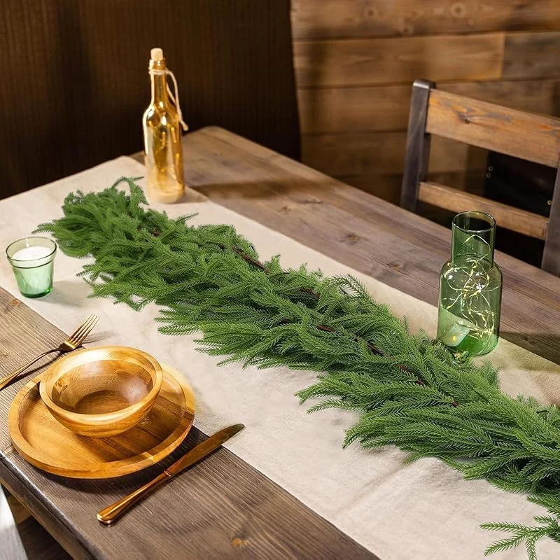 LWuuywa Norfolk Guirnalda de abeto artificial verde (1, 180 cm) — Decoracion Navidad