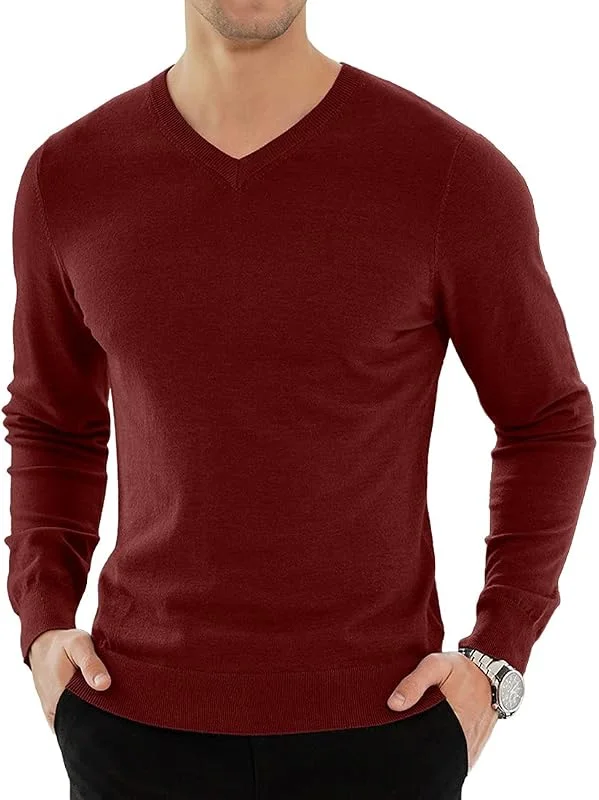 Visita la tienda de KUYIGO KUYIGO Hombres Liso V-Cuello Jumper Slim Fit de Punto Casual de Manga Larga suéter Jersey de Trabajo Suave Caliente Superior de la Oficina Inteligente S-XXL — Ropa Navidad