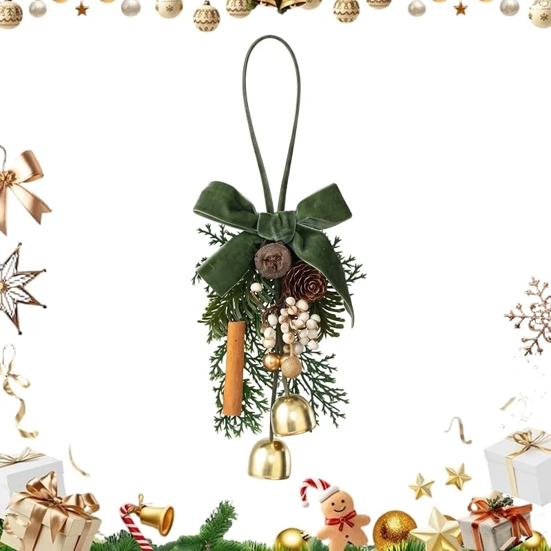 BCHNR Adorno Campanas Navideñas, Piña Verde, Campanas Dobles, 25cm — Decoracion Navidad