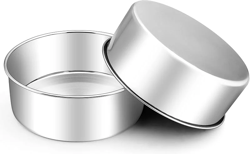 Joyfair Juego de 2 moldes para hornear redondos de acero inoxidable de 20 cm, 7 cm de alto, molde para tartas para cumpleaños, bodas, Navidad, tartas de capas, saludable y no tóxico, apto para — Hogar y cocina