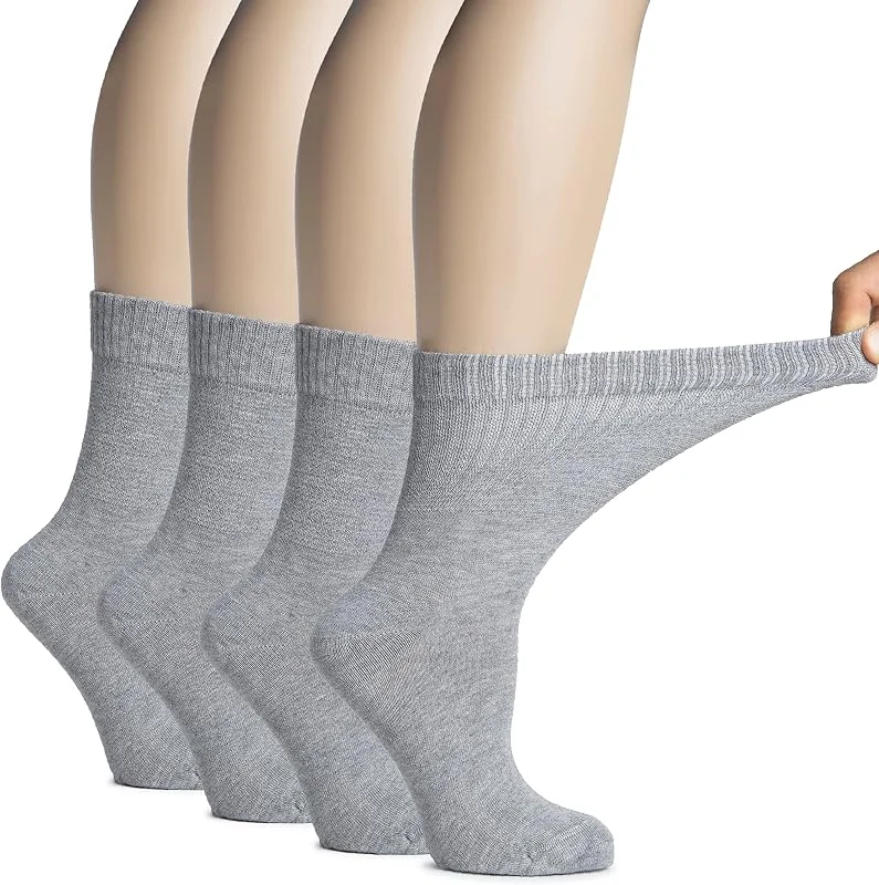 Visita la tienda de Hugh Ugoli Hugh Ugoli Calcetines Media Caña Mujer Diabéticas de Bambú, 4 Pares, Súper Suaves, Finos y Transpirables, Holgados para Tobillos Hinchados, Cintura Sin Presión y Punta Sin Costura, Talla: 36–39, 39–43 — Ropa Navidad