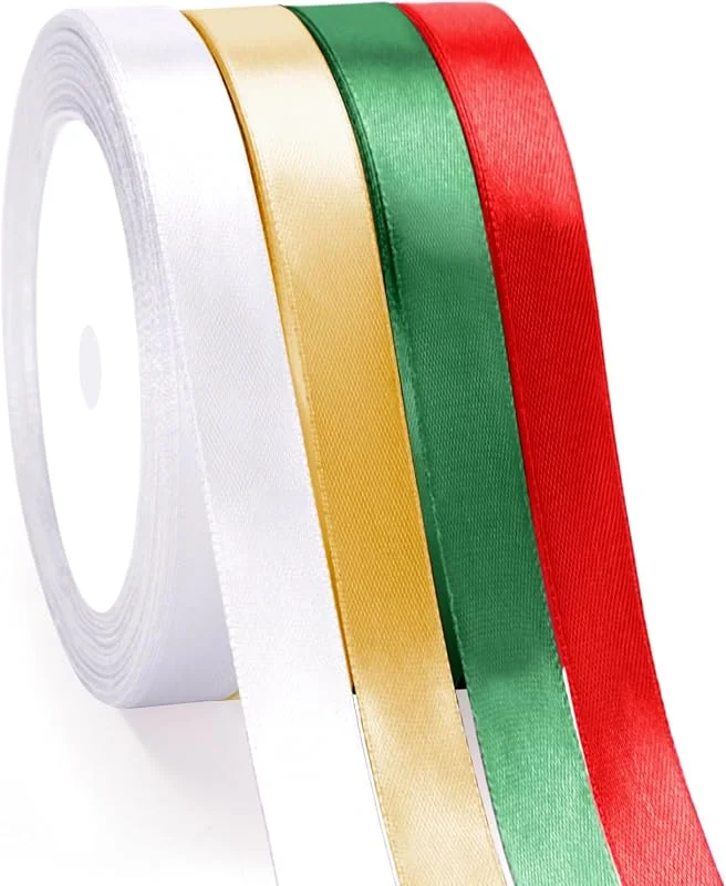 Visita la tienda de G2PLUS G2PLUS 4 Rollos Cinta Navidad, 10mm x 22m Cinta de Satén — Envoltorio regalo
