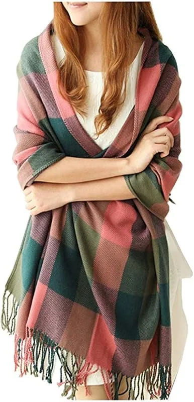 Visita la tienda de HEEKPEK heekpek Bufanda Mujer Invierno Otoño Tartan Bufanda Caliente Suave Larga Cachemira Mujer con Borlas — Ropa Navidad